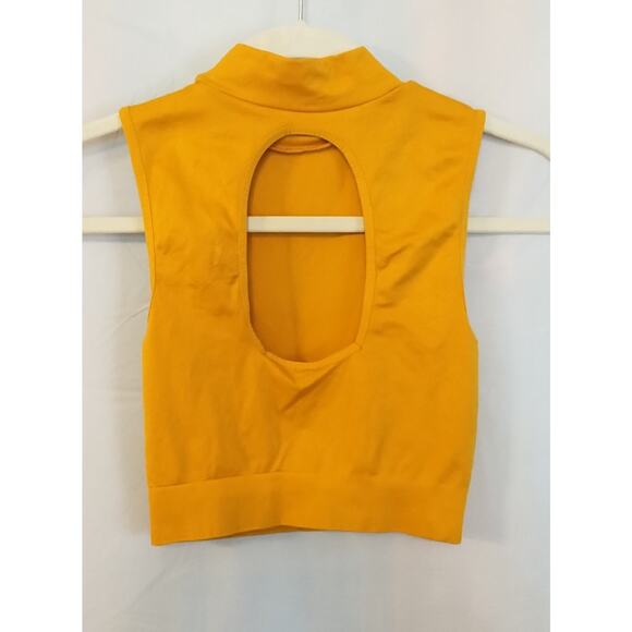 Unbranded - Sunflower Color Stretch Pullover Pixie Crop Top Open Back Size XS - Picture 2 of 4
